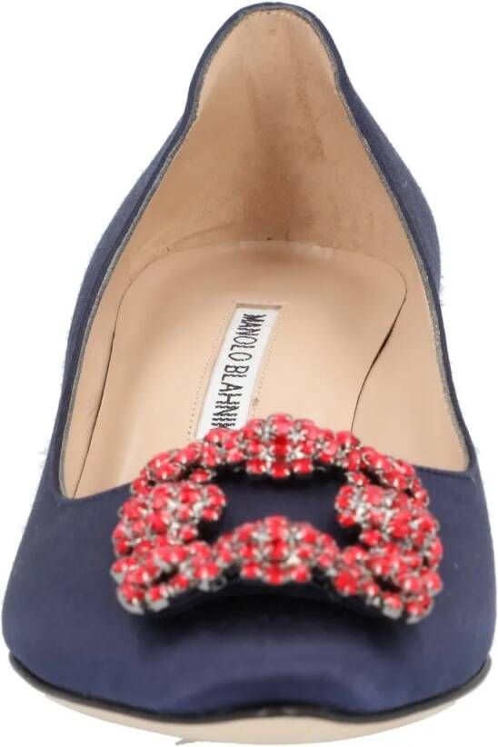 Manolo Blahnik Hoge hakken Hangisi 050 Pump Blue in blauw