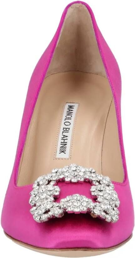 Manolo Blahnik Hoge hakken Hangisi 090 Pump Pink in roze