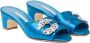 Manolo Blahnik Blauwe Slip-On Satijnen Muiltjes Schoenen Blue Dames - Thumbnail 5