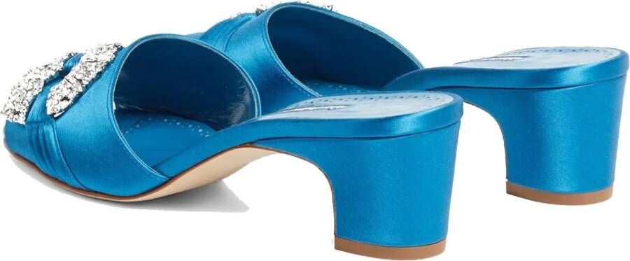 Manolo Blahnik Hoge hakken Prinap 050 Satin Mules in blauw