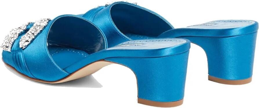 Manolo Blahnik Hoge hakken Prinap 050 Satin Mules in blauw