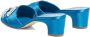 Manolo Blahnik Blauwe Slip-On Satijnen Muiltjes Schoenen Blue Dames - Thumbnail 7