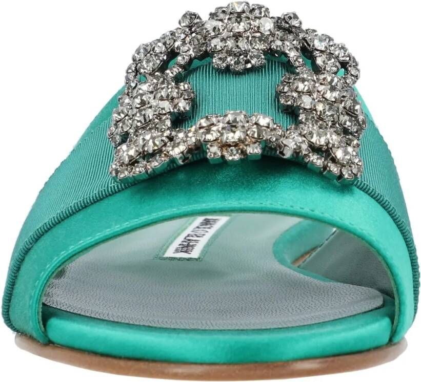 Manolo Blahnik Sandalen Martamod Flat Green in groen
