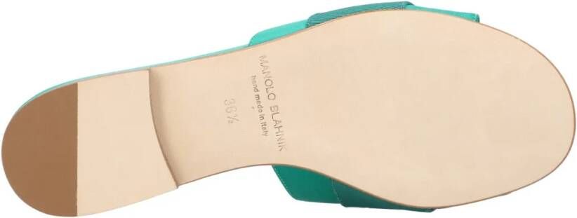 Manolo Blahnik Sandalen Martamod Flat Green in groen