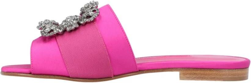 Manolo Blahnik Sandalen Martamod Flat Purple in roze