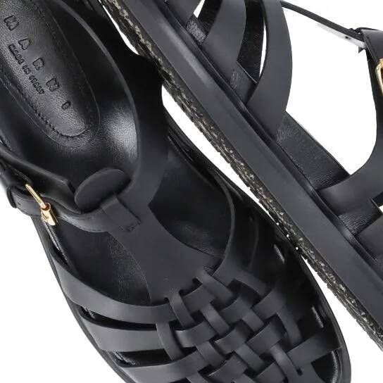 Marni Sandalen Black Leather Gladiator Sandals in zwart