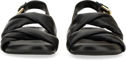Marni Sandalen Black Leather Sandals With Knotted Upper in zwart