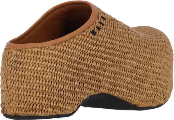 Marni Sandalen "Chunky" Raffia Wedges – Brown in bruin