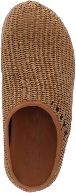 Marni Sandalen "Chunky" Raffia Wedges – Brown in bruin