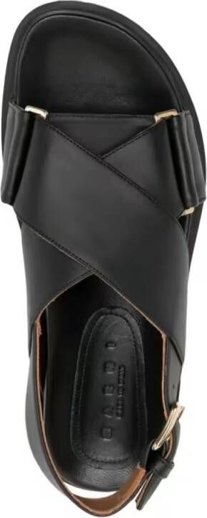 Marni Sandalen Cross-Strap Calf Leather Sandals in zwart