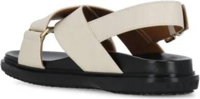 Marni Sandalen Ivory Smooth Leather Sandals With Rear Belt in beige