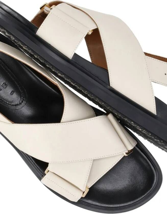Marni Sandalen Ivory Smooth Leather Sandals With Rear Belt in beige
