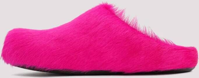 Marni Slippers & Mules Fuchsia Calf Hair Fussbett Mules in roze