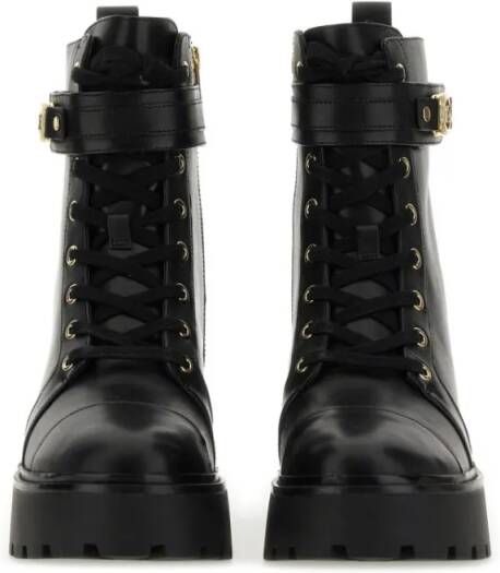 Michael Kors Boots Lace-Up Black Cow Leather Platform Boots in zwart