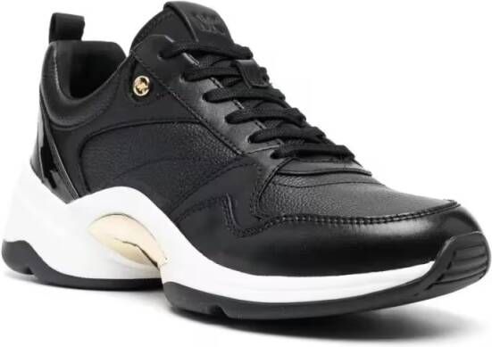 Michael Kors Low-Top Sneakers Orion Black Leather Trainers With Textured Finish in zwart