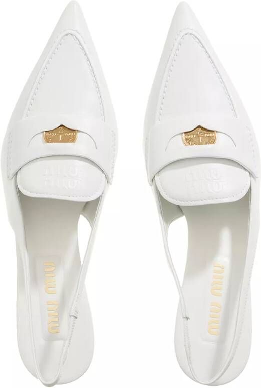 Miu Pumps & high heels Leather Penny Loafers With Heel in wit