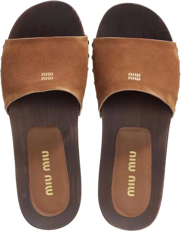 Miu Sandalen Suede Clog in bruin