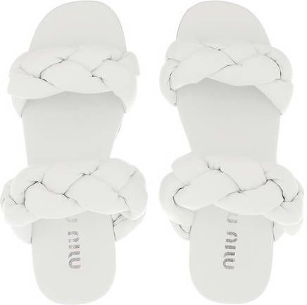 Miu Slippers Padded Sandals Leather in wit
