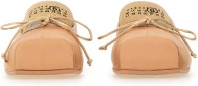 MM6 Maison Margiela Ballerina Flats With Logo And Bow Detail in beige