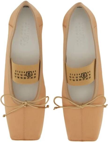 MM6 Maison Margiela Ballerina Flats With Logo And Bow Detail in beige