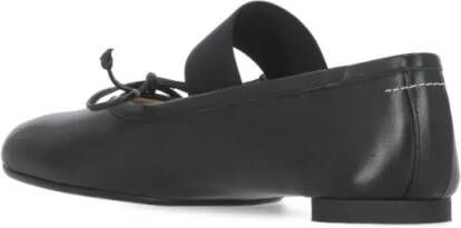 MM6 Maison Margiela Black 6 Leather Ballerinas in zwart