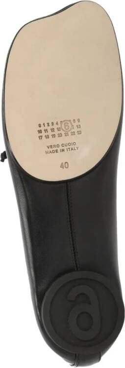 MM6 Maison Margiela Black 6 Leather Ballerinas in zwart