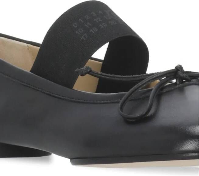 MM6 Maison Margiela Black 6 Leather Ballerinas in zwart
