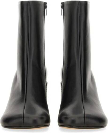 MM6 Maison Margiela Boots Anatomical Black Leather Ankle Boots in zwart