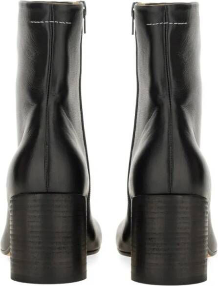 MM6 Maison Margiela Boots Anatomical Black Leather Ankle Boots in zwart