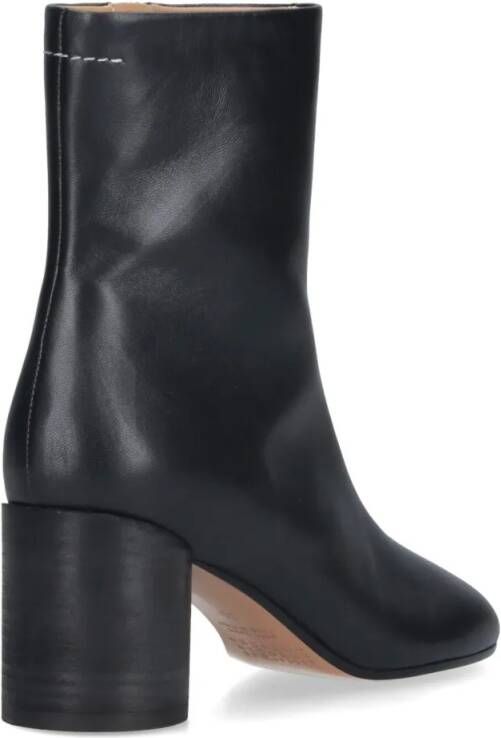 MM6 Maison Margiela Boots Anatomical Black Nappa Leather Ankle Boots in zwart