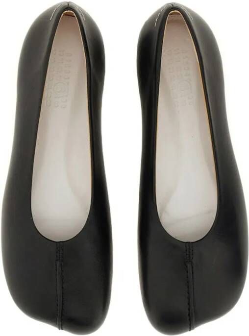 MM6 Maison Margiela Leather Ballerina in zwart