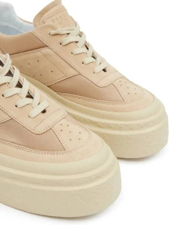 MM6 Maison Margiela Low-Top Sneakers Beige Calf Leather And Suede Sneakers in beige