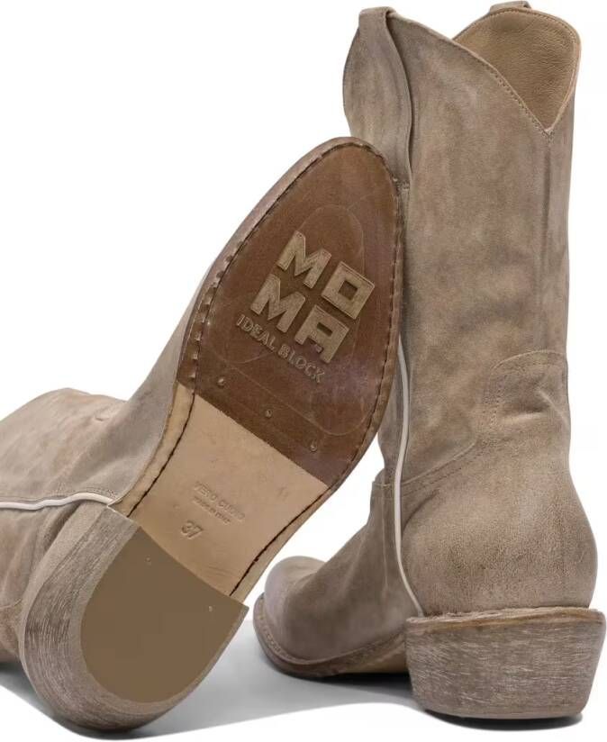 Moma Boots Ankle Boots With Distressed Calf Leather in bruin
