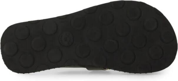 Moschino Sandalen Black Leather Sandal With Logo Detail in zwart