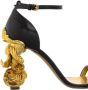 Moschino Zwarte en Gouden Leren Hoge Hak Sandalen Black Dames - Thumbnail 7