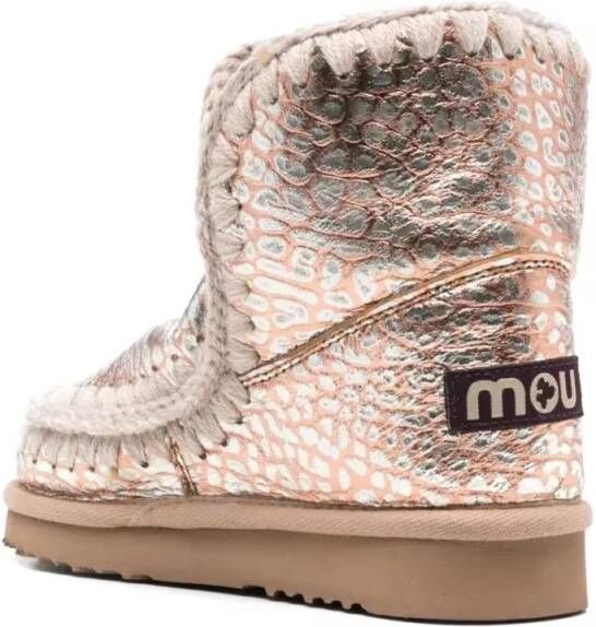 Mou Boots Textured Gold Ankle Boots in beige