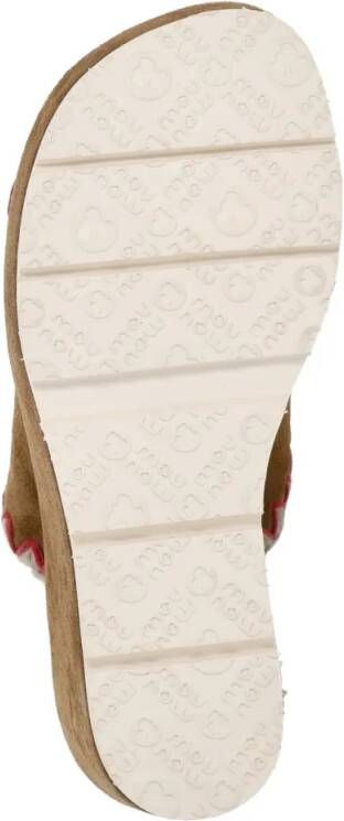 Mou Sandalen Brown Suede Leather Eva Monoband Wedges in bruin