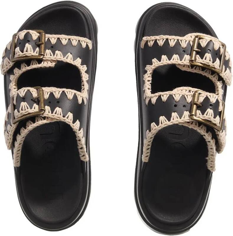 Mou Sandalen Eva One-Piece Slide Two-Buckle in zwart