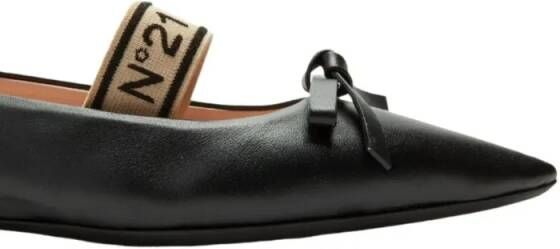 N°21 Leather Ballet Pumps in zwart