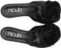Ncub Zwarte Leren Bloem Slide Sandaal Black Dames - Thumbnail 8