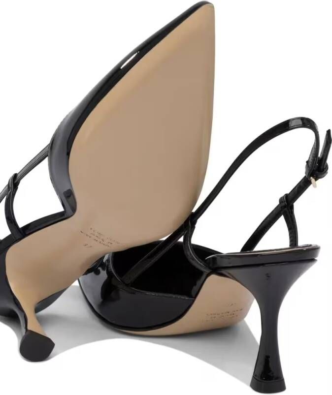 Ninalilou Hoge hakken Pointed-Toe Black Patent Leather Heeled Shoes in zwart