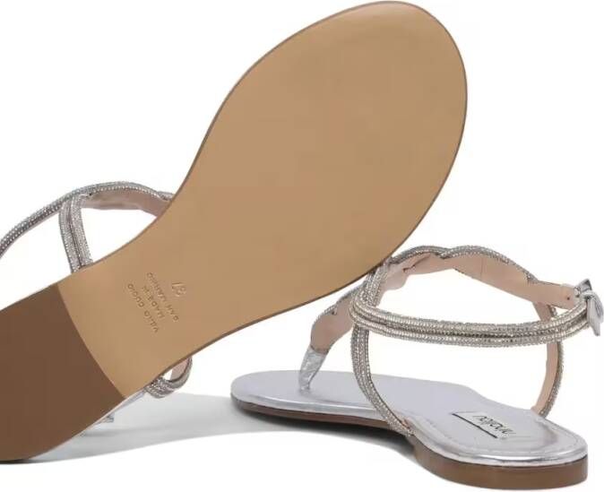 Ninalilou Sandalen Braided Leather Sandals With Silver Finish in rood