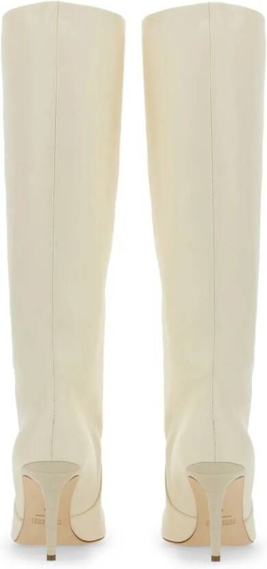 Paris Texas Boots Knee-High Leather Boots With Pointed Toe in wit