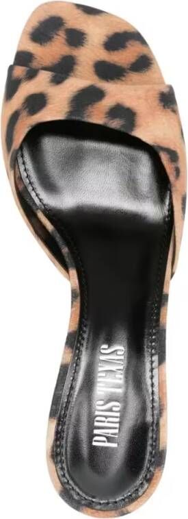 Paris Texas Sandalen Open-Toe Calfskin Sandals With Vibrant Leopard Pri in bruin