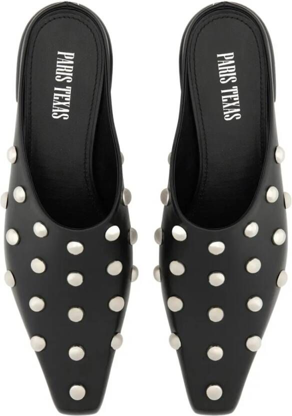 Paris Texas Slippers & Mules "Bella" Pointed Toe Leather Mules in zwart