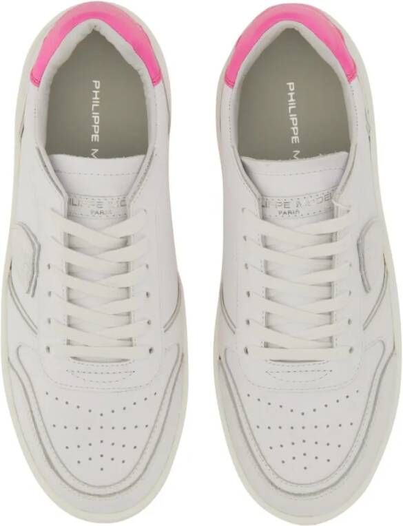 Philippe Model Low-Top Sneakers White Sneakers With Contrasting Pink Accents in wit