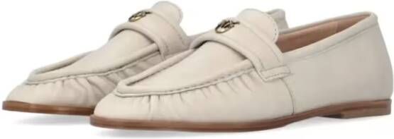 pinko Beige Leather Loafers in beige