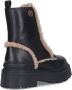 Pinko Boots Black Leather Ankle Boots With Beige Shearling Det in zwart - Thumbnail 2