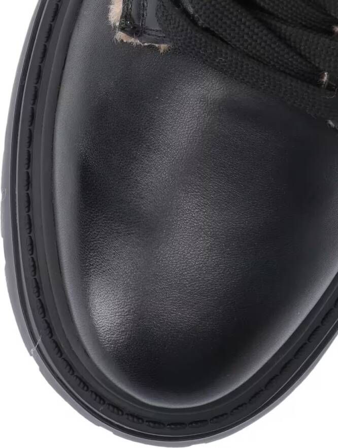 pinko Boots Black Leather Ankle Boots With Beige Shearling Det in zwart