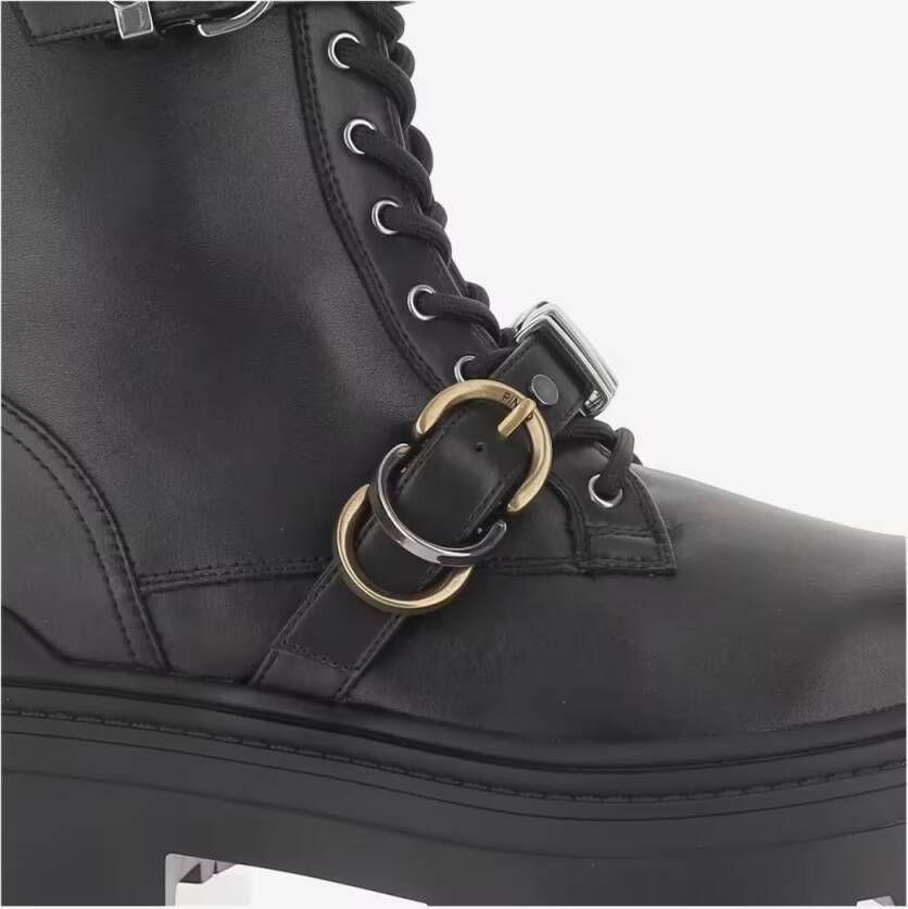 pinko Boots Leather Ankle Boots With Logo in zwart